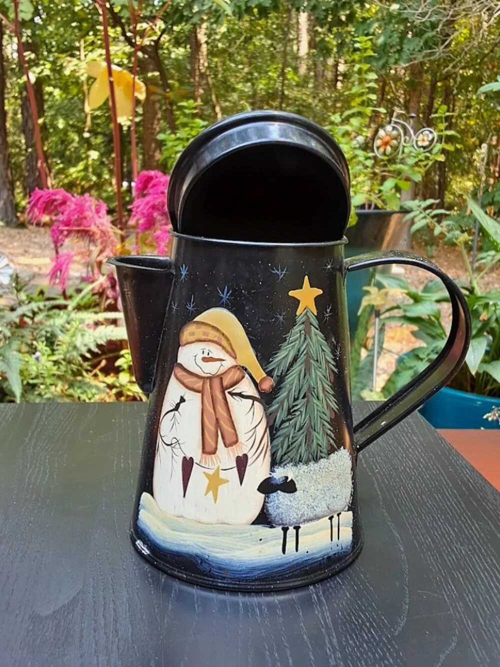 Christmas Snowman Candle Holder. Tea Pot Votive Candleholder By Crazy Mountain